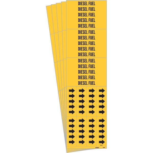 DIESEL FUEL Pipe Marker Style 3C with Arrows Black on Yellow 3 per Card, 5 PK